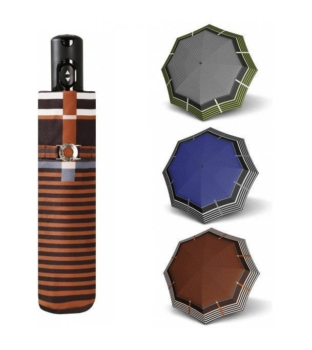 Zelený pruhovaný skládací plně automatický dámský deštník Amiyah