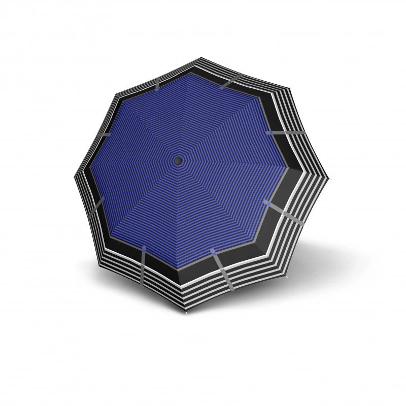 Tmavomodrý pruhovaný skladací plne automatický dámsky dáždnik Amiyah
