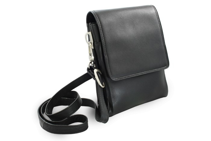 Čierny malý kožený pánsky crossbag Giselle