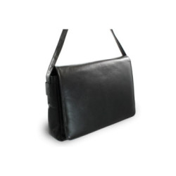 Čierna kožená klopnová kabelka Londen