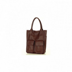 Hnedočervená veľká dámska kožená kabelka do ruky Ainsley