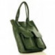 Tmavě zelená velká dámská kožená kabelka do ruky Ainsley