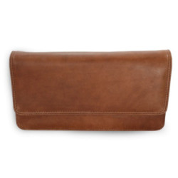 Tmavo hnedá kožená listová kabelka Lunaries