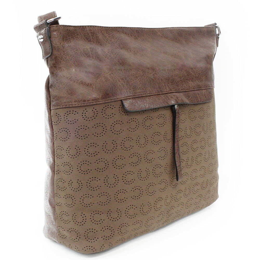 Světle hnědá elegantní dámská zipová kabelka s perforací Zebinah