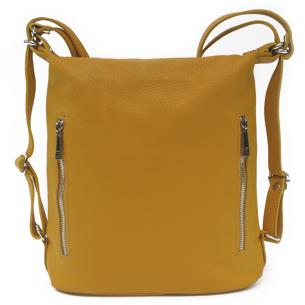 Žlutá dámská kožená kabelka s kombinací batohu Leyton