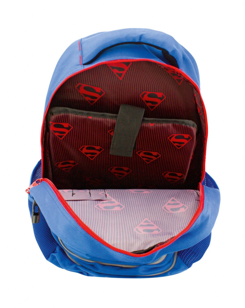 Modrý zipový voděodolný školní batoh s motivem Superman