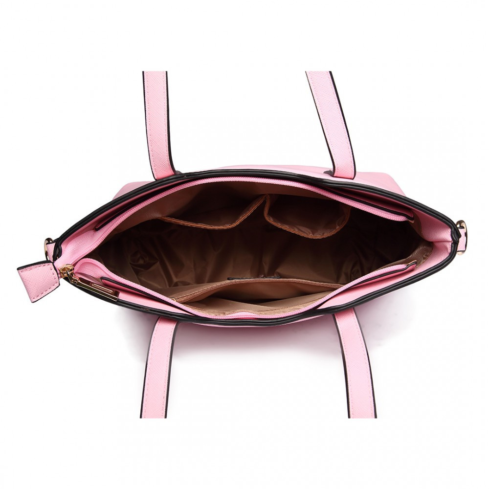 Světle růžový praktický dámský kabelkový set 3v1 Manmie