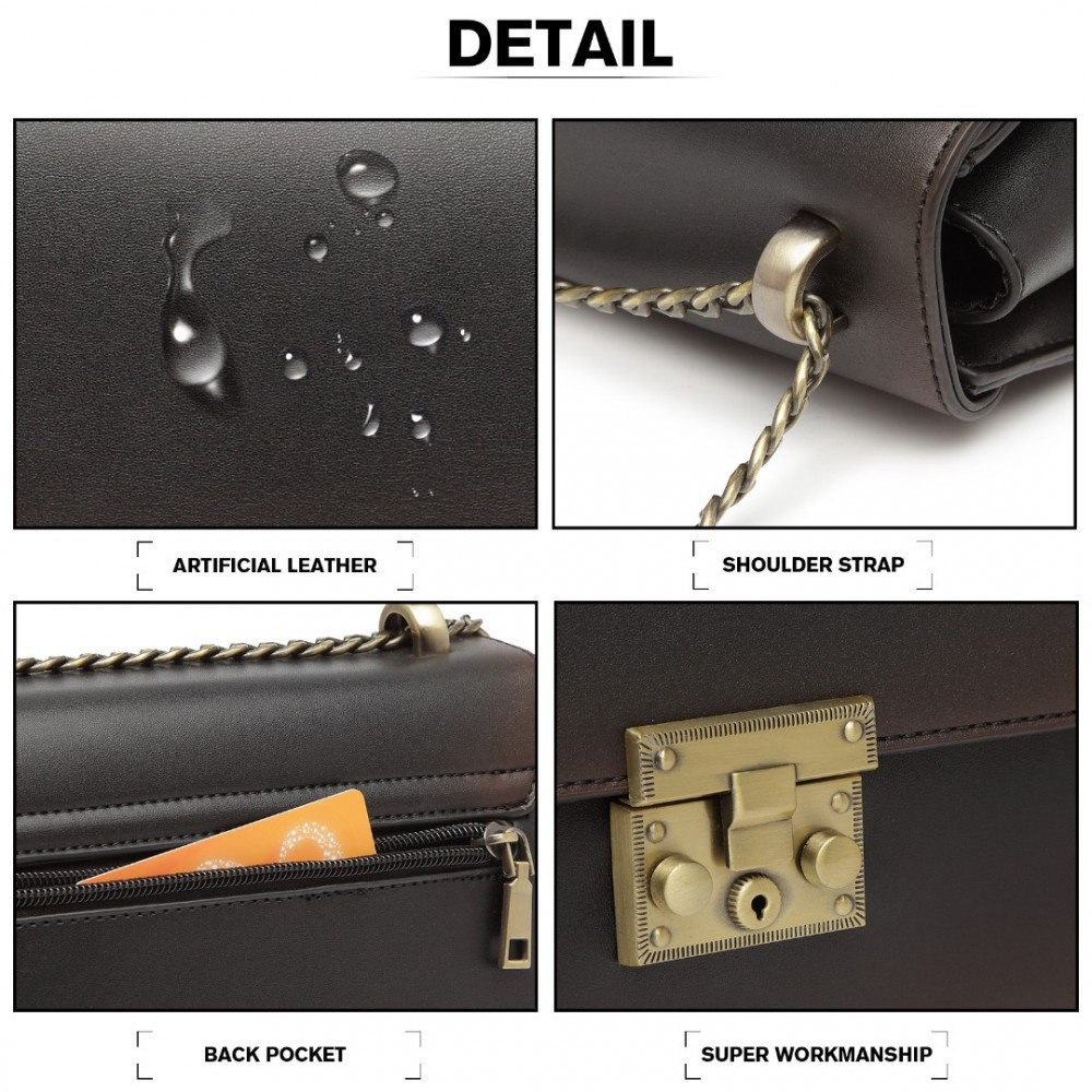 Hnědočerná obdélníková klopnová dámská crossbody kabelka Piperel