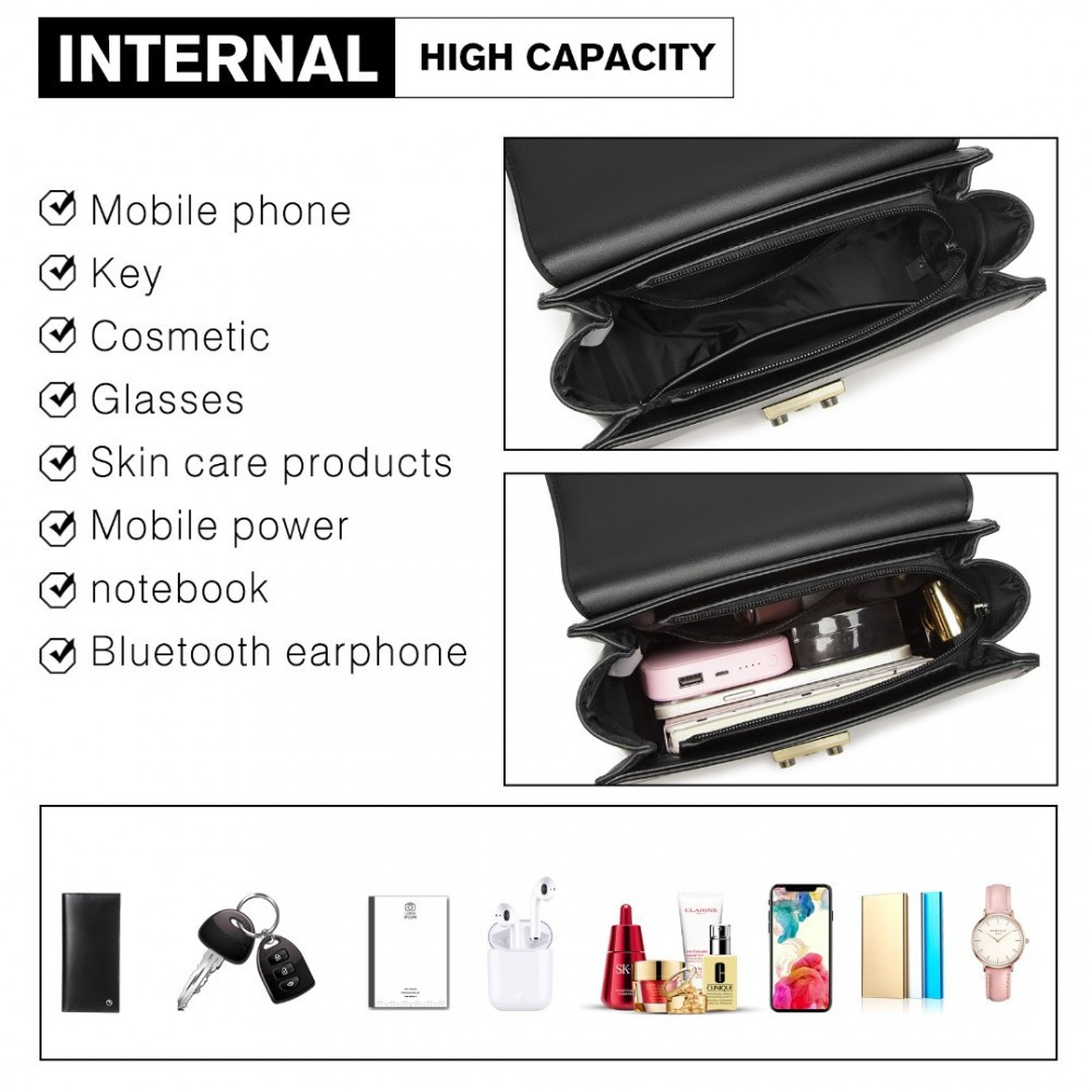 Hnědočerná obdélníková klopnová dámská crossbody kabelka Piperel