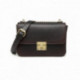 Hnědočerná obdélníková klopnová dámská crossbody kabelka Piperel
