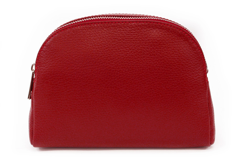 Červená kožená dvouzipová dámská kabelka Avery