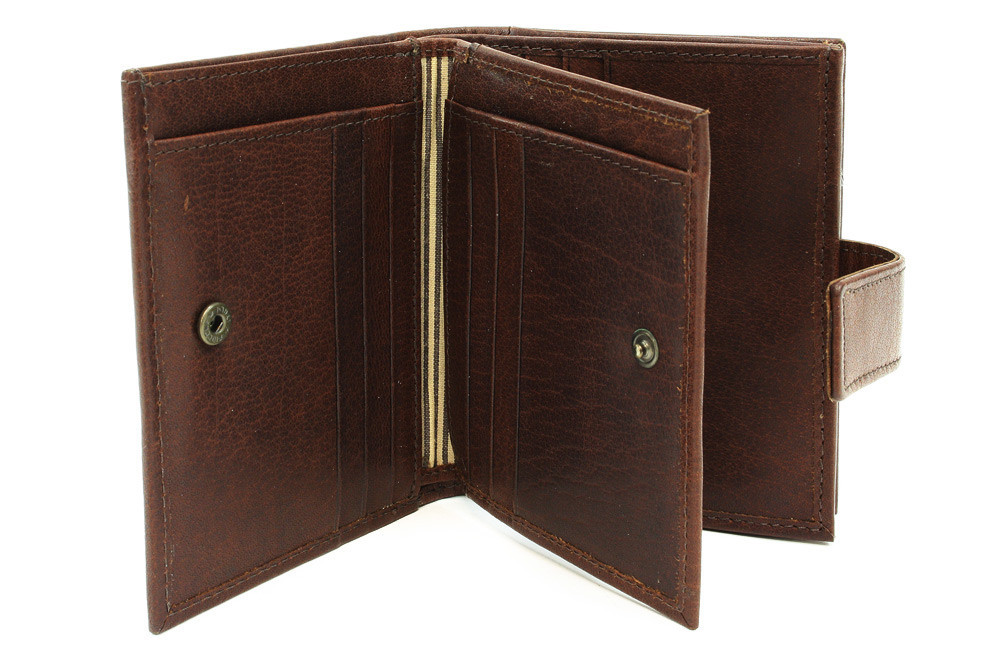 Tmavě hnědá dámská kožená peněženka se zápinkou Bartlett