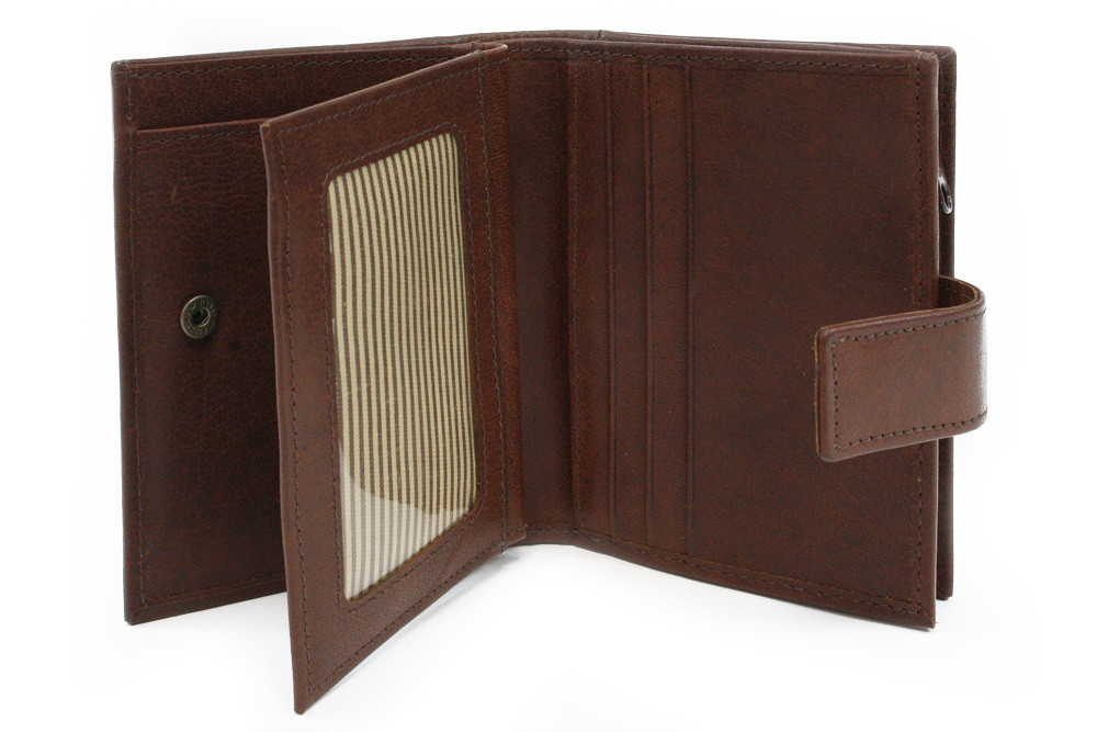 Tmavě hnědá dámská kožená peněženka se zápinkou Bartlett