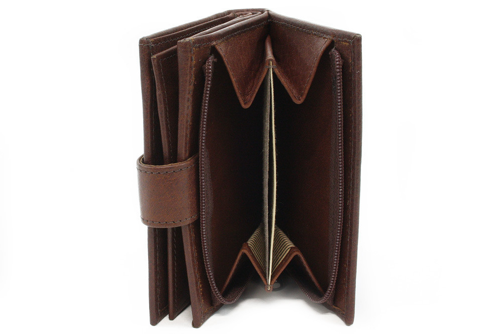 Tmavě hnědá dámská kožená peněženka se zápinkou Bartlett