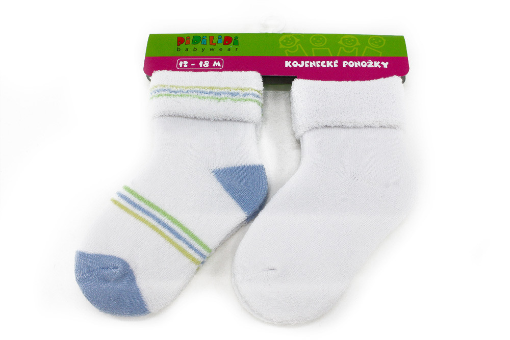 Světle modré pruhované kojenecké froté ponožky Laurence 12-18 měsíců