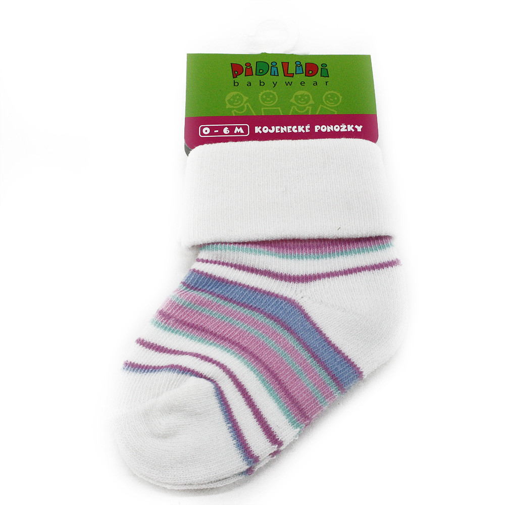 Růžovobílé pruhované kojenecké dívčí ponožky Darell 0 do 6 měsíců