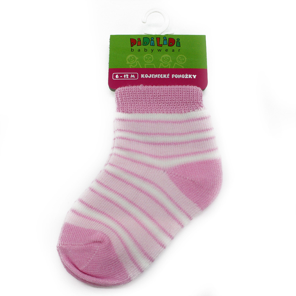 Světle růžové pruhované kojenecké dívčí ponožky Timothy 6 - 12 měsíců - 1 pár