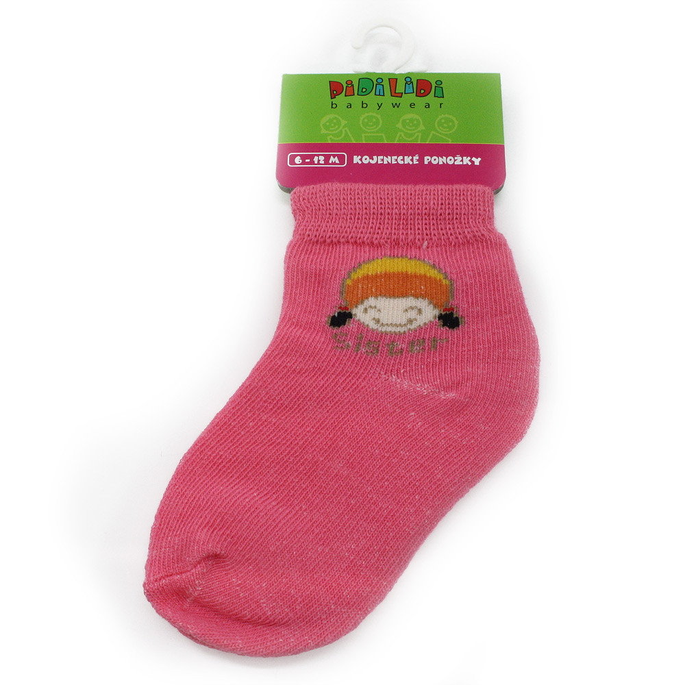 Růžové kojenecké dívčí ponožky s motivem Timothy 6 - 12 měsíců - 1 pár