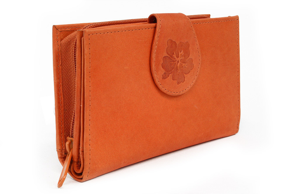 Oranžová kožená dámska peňaženka so zápinkou Finnel