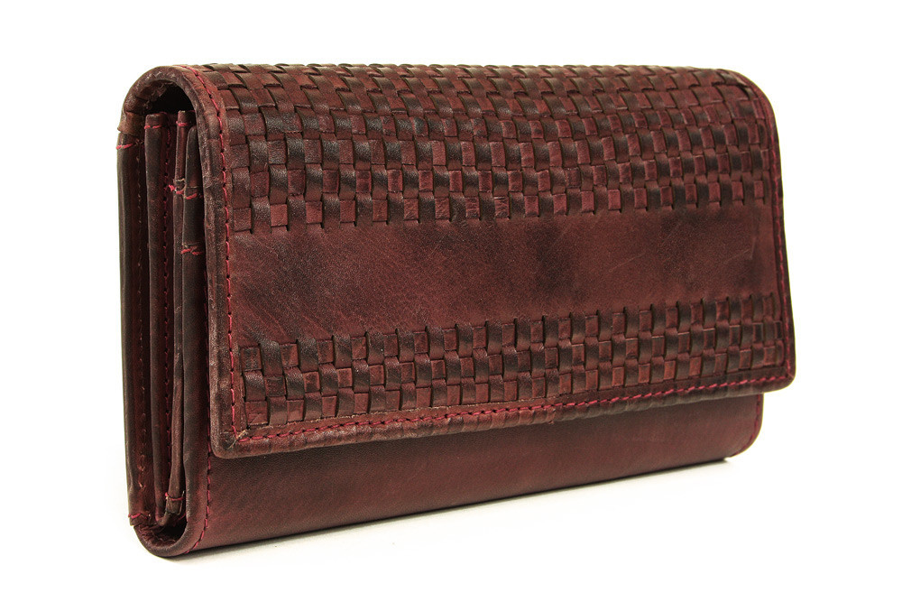 Vínově červená dámská psaníčková kožená peněženka Marshel