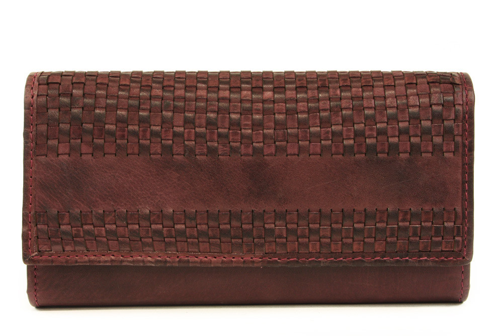 Vínově červená dámská psaníčková kožená peněženka Marshel