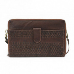 Tmavo hnedá zipsová dámska listová kabelka s popruhom Evodio