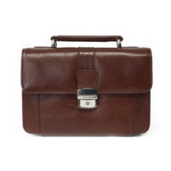 Hnedá pánska kožená etue so sklápacím registrom a držadlom Cooper