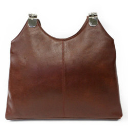 Hnedá kožená zipsová kabelka s dvoma popruhmi Penelopie