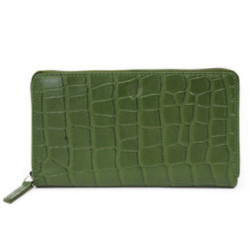 Tmavozelená croco dámska kožená zipsová peňaženka Rutger