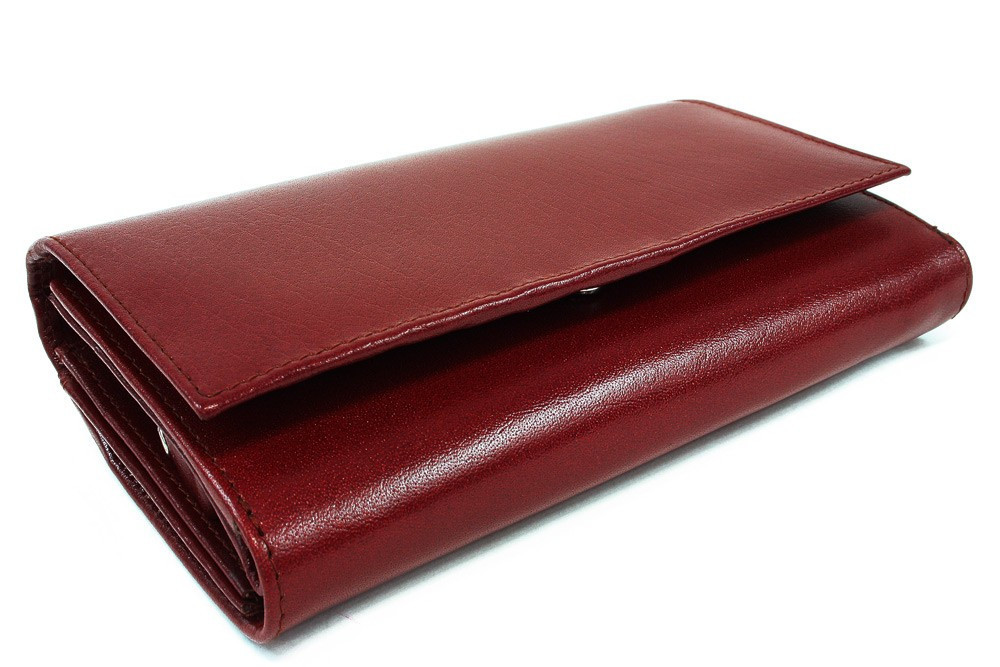Tmavo červená dámska kožená klopnová peňaženka Ingemar