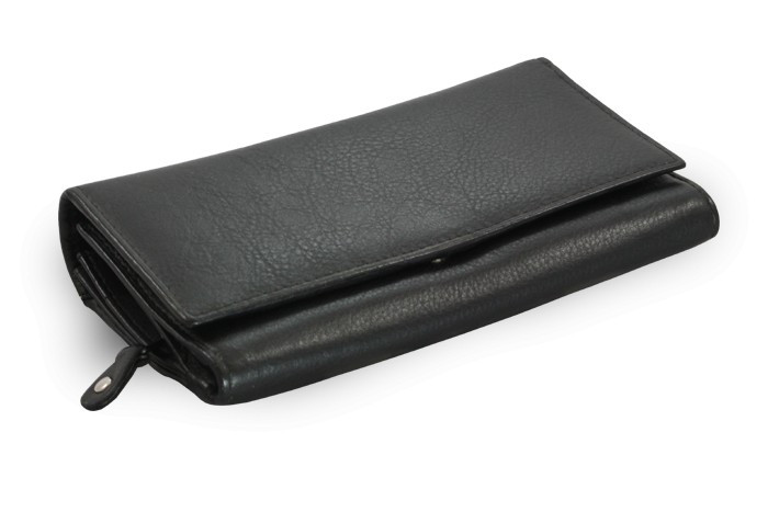 Čierna dámska listová kožená peňaženka Imogen
