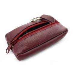 Bordová červená kožená kľúčenka Lana