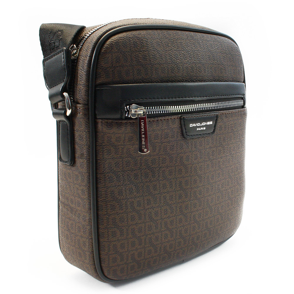 Tmavo hnedá pánska crossbody taška so vzorom Akseli
