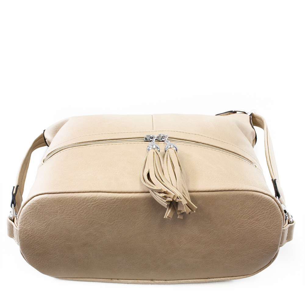 Světle hnědá dámská kombinace crossbody kabelky a batohu Sestie