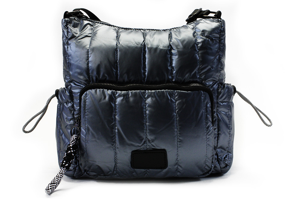 Tmavě modrá prošívaná dámská zipová crossbody kabelka Avra