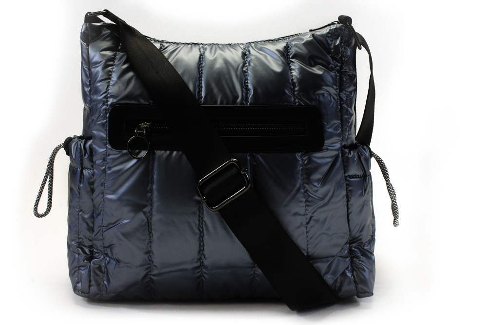 Tmavě modrá prošívaná dámská zipová crossbody kabelka Avra
