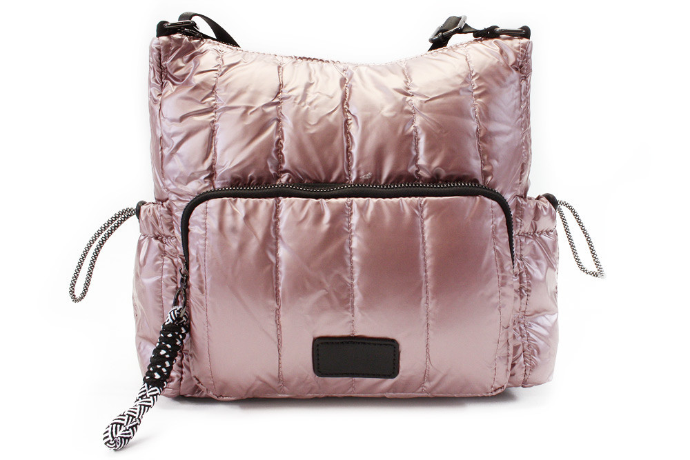 Růžová prošívaná dámská zipová crossbody kabelka Avra