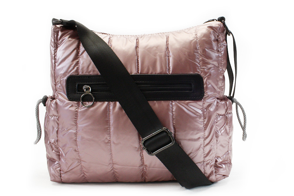 Růžová prošívaná dámská zipová crossbody kabelka Avra