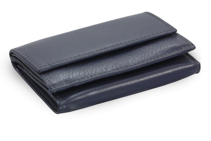 Tmavomodrá kožená mini peňaženka Athena