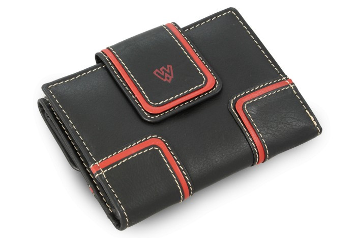 Čierna dámska kožená peňaženka s červeným lemovaním Paislee