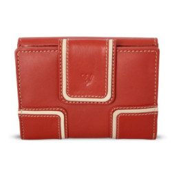 Červená dámska kožená peňaženka s béžovým lemovaním Paislee