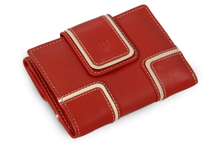 Červená dámska kožená peňaženka s béžovým lemovaním Paislee