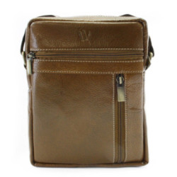 Tmavo hnedý pánsky kožený zipsový crossbag Ersi