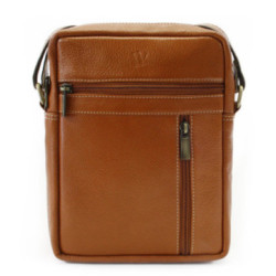 Svetlo hnedý pánsky kožený zipsový crossbag Ersi