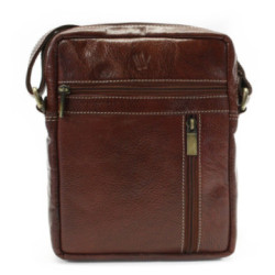 Červenohnedý pánsky kožený zipsový crossbag Ersi