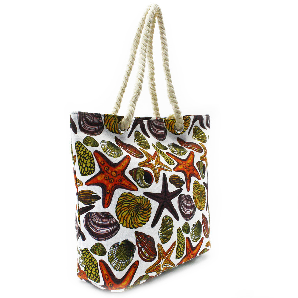 Hnedá textilná dámska plážová taška so vzorom Simela