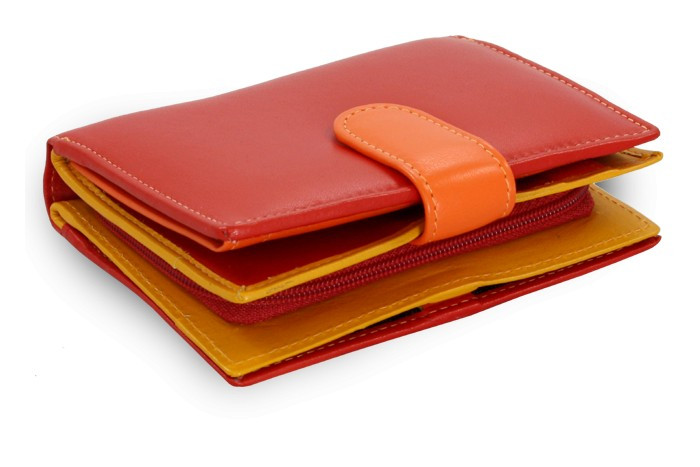Červeno žlto oranžová dámska kožená peňaženka Kendall
