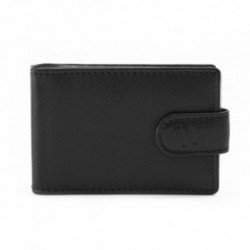 Čierna kožená dokladovka so zápinkou Sotiris