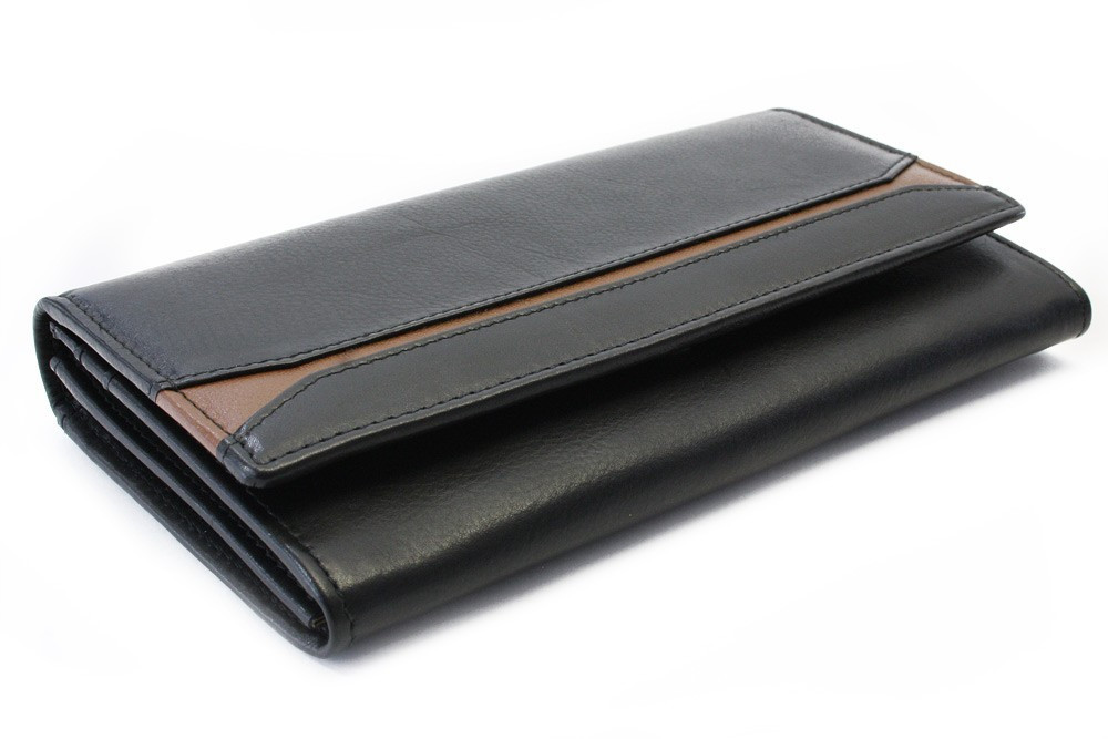 Čiernohnedá dámska kožená peňaženka s poklopom Athina