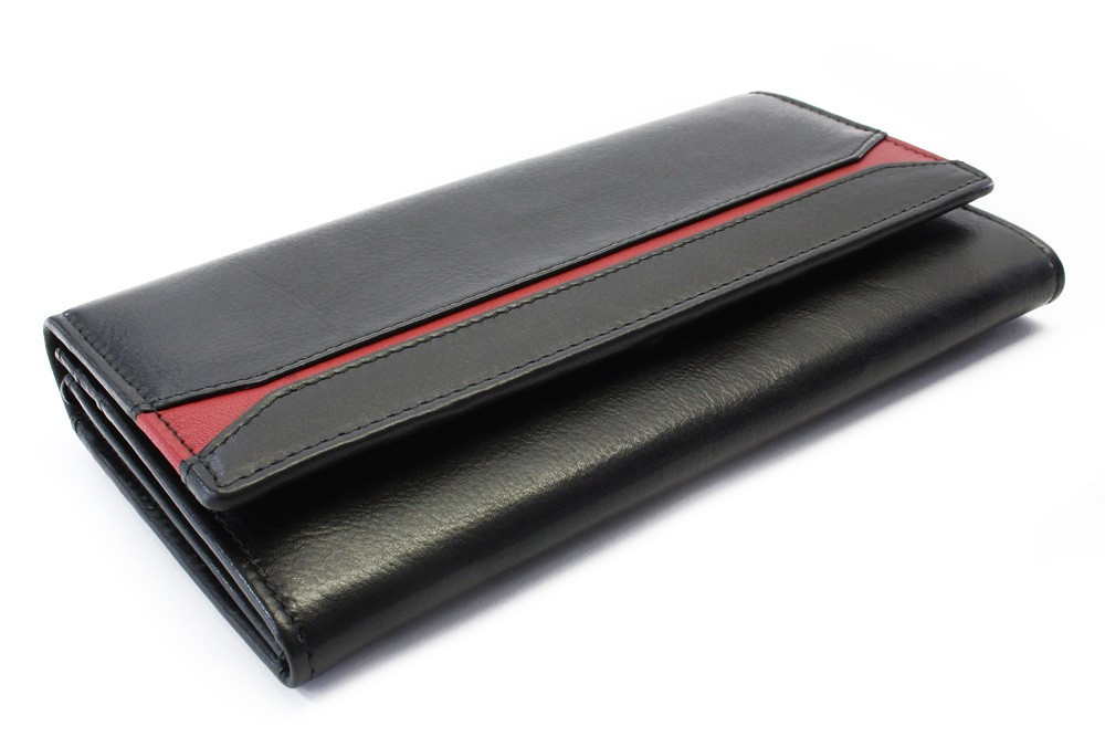Čiernočervená dámska kožená peňaženka s poklopom Athina
